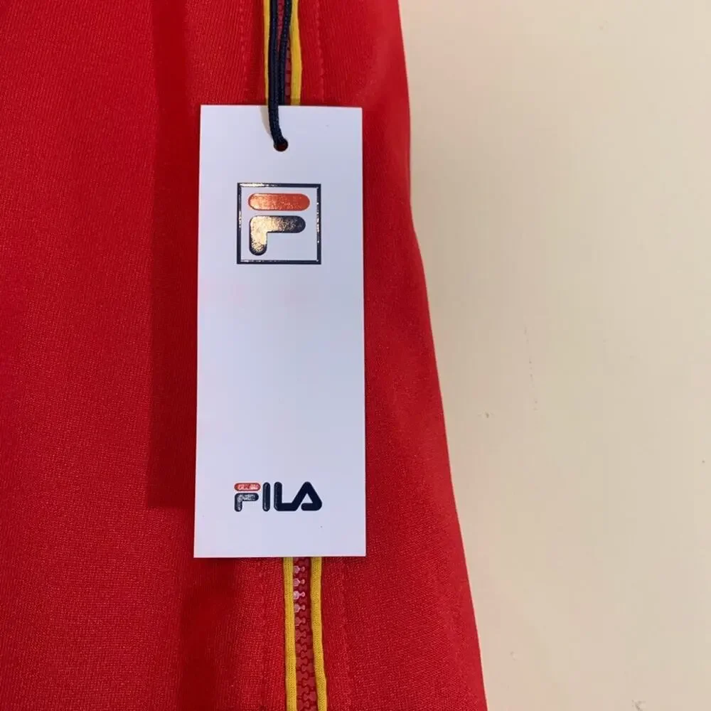 FILA NEW NWT Violeta Red and Yellow Retro Style Mini Skirt Womens Size Small